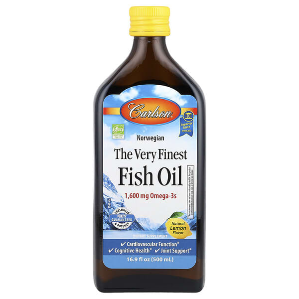 Carlson Norwegian The Very Finest Fish Oil, Natural Lemon Flavor, 16.9 fl oz