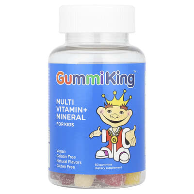 GummiKing Kids Multi-Vitamin Mineral Gummies, Assorted Fruit Flavors, 60 Count