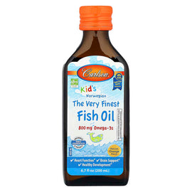 Carlson Kids Norwegian Finest Fish Oil: Natural Orange Omega-3 Liquid Supplement