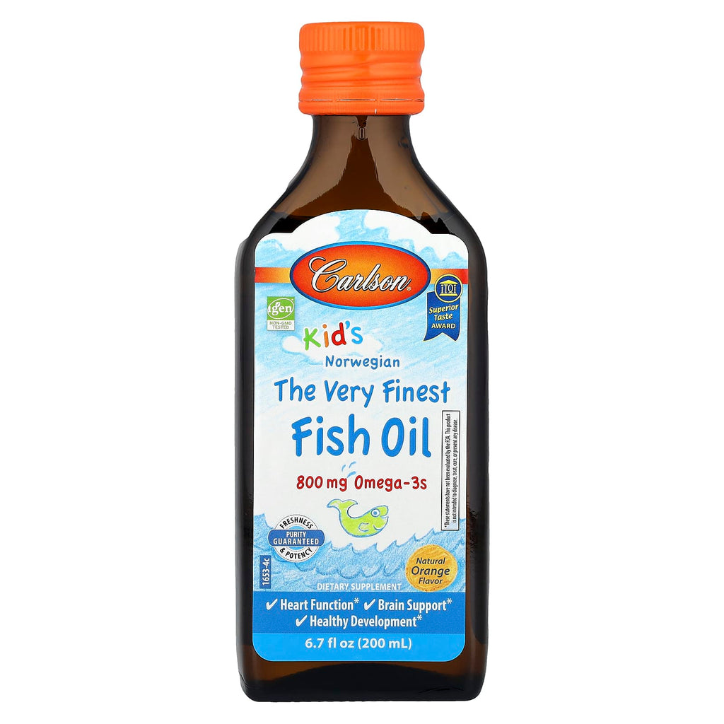 Carlson Kids Norwegian Finest Fish Oil: Natural Orange Omega-3 Liquid Supplement