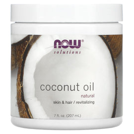 NOW Foods Solutions Natural Coconut Oil for Skin & Hair Revitalization, 7 Fl Oz