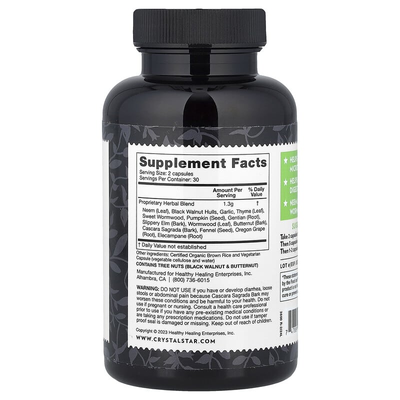 Crystal Star Para Purge: 60 Vegetarian Capsules for Gut Rebalance & Cleanse