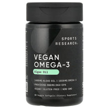 Load image into Gallery viewer, Sports Research Vegan Omega-3 Algae Oil: 1020mg DHA/EPA, 60 Count Veggie Softgels