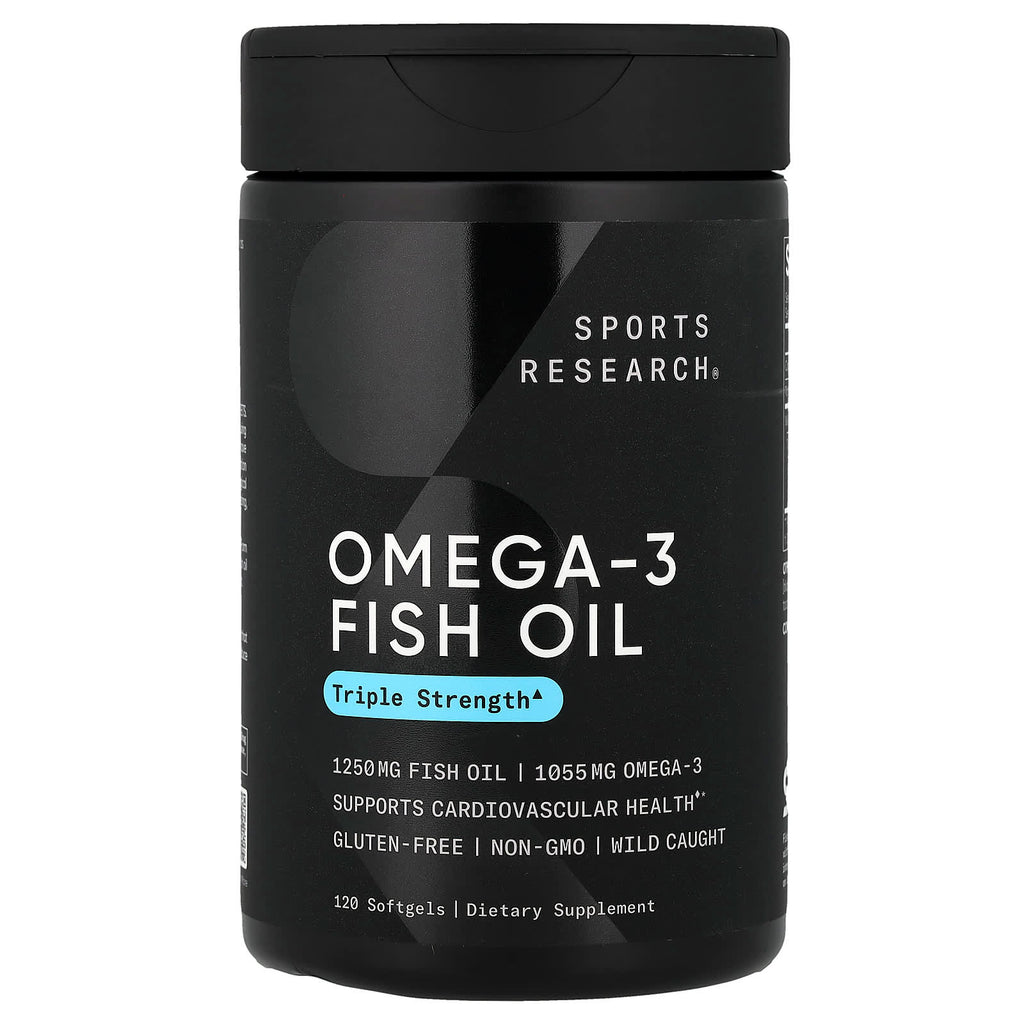 Sports Research Triple Strength Omega-3 Fish Oil Softgels for Cardiovascular Health