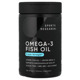 Sports Research Triple Strength Omega-3 Fish Oil Softgels for Cardiovascular Health