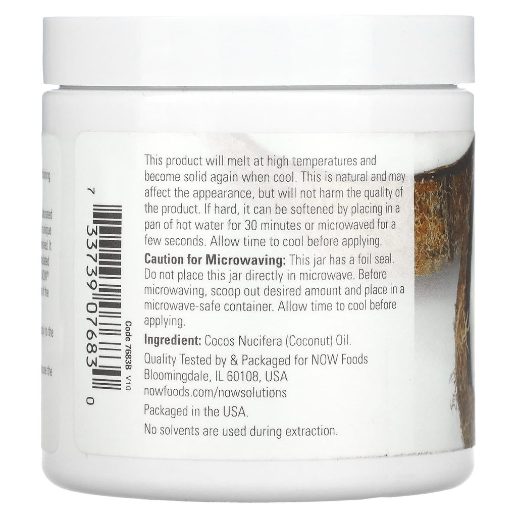 NOW Foods Solutions Natural Coconut Oil for Skin & Hair Revitalization, 7 Fl Oz