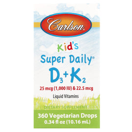 Carlson Kids Super Daily D3 K2 Liquid Drops - Bone & Immune Support