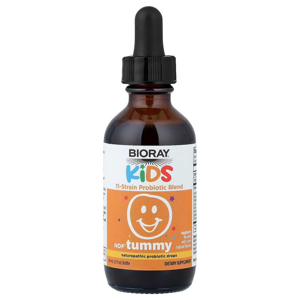 Bioray Kids NDF Tummy 11-Strain Raspberry Probiotic Liquid for Digestive Health