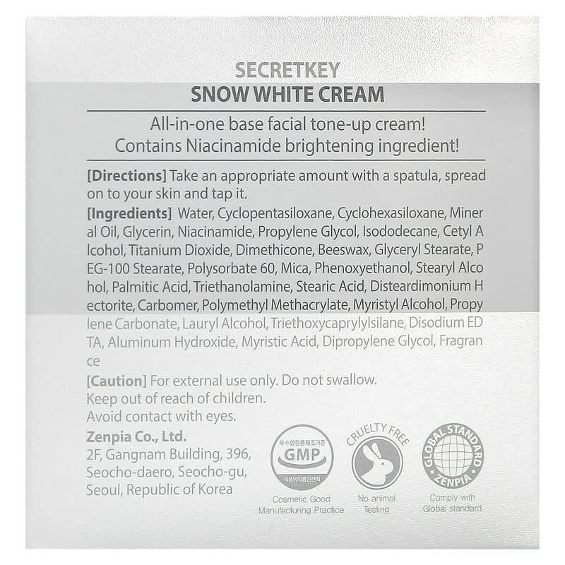 Secret Key Snow White Cream: Niacinamide Brightening Facial Moisturizer for Even Skin Tone