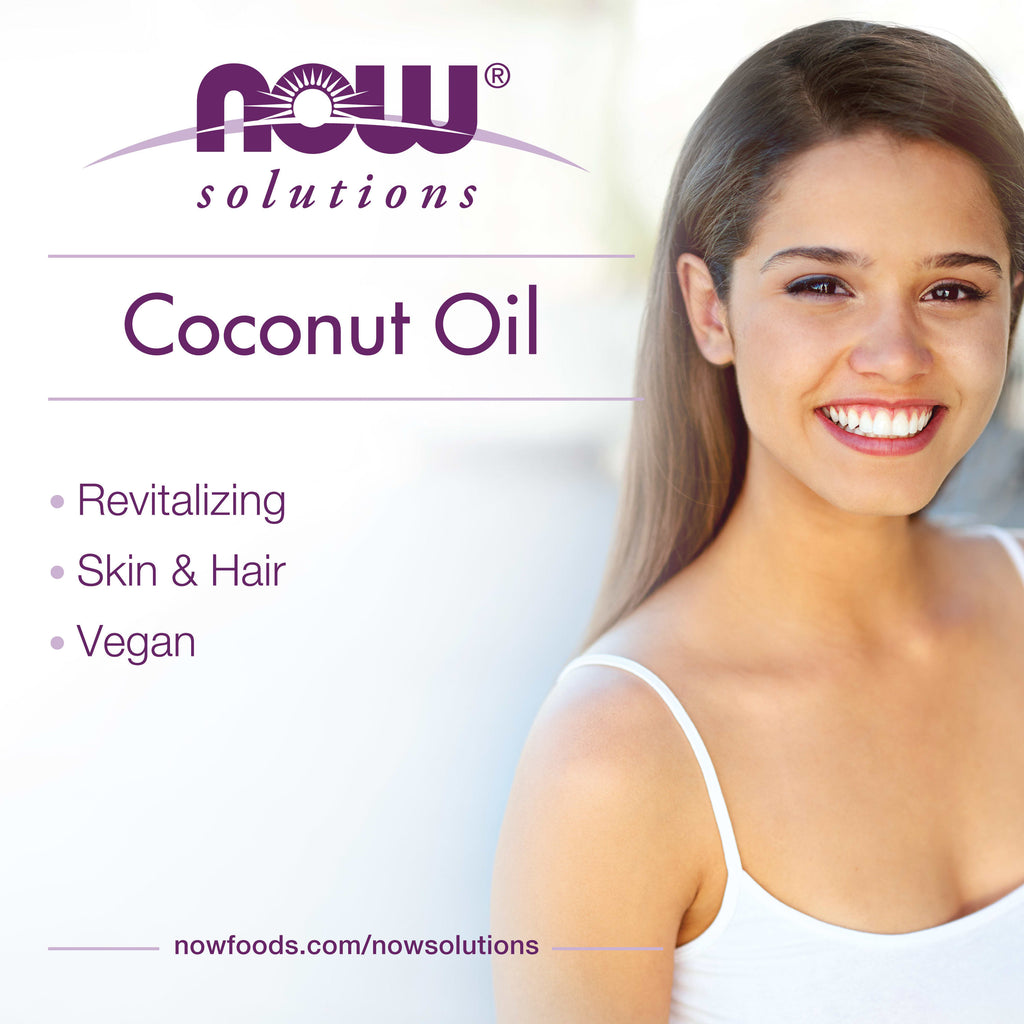 NOW Foods Solutions Natural Coconut Oil for Skin & Hair Revitalization, 7 Fl Oz