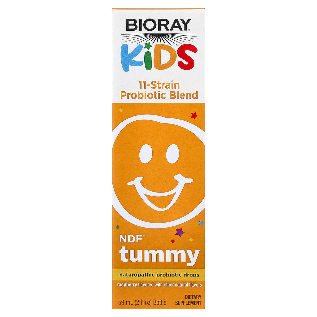 Bioray Kids NDF Tummy 11-Strain Raspberry Probiotic Liquid for Digestive Health