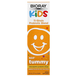 Bioray Kids NDF Tummy 11-Strain Raspberry Probiotic Liquid for Digestive Health