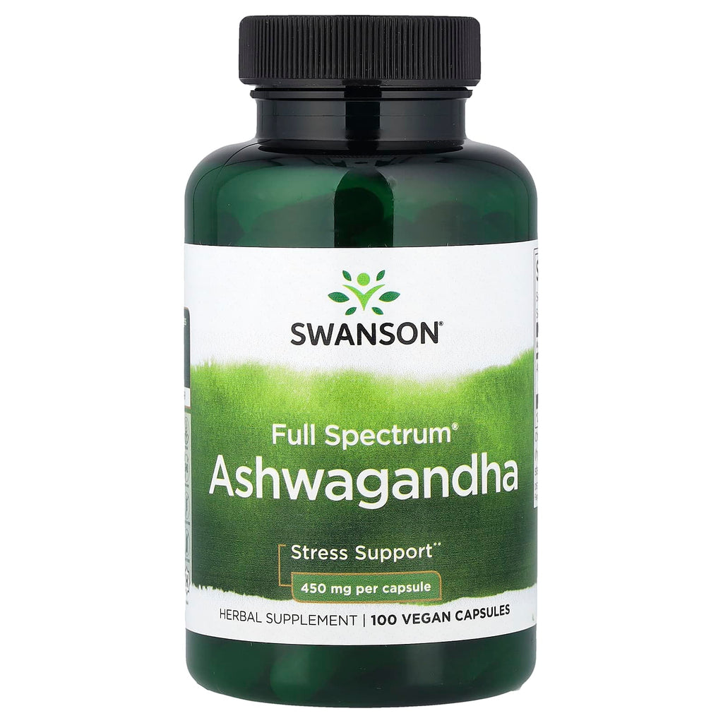 Swanson Full Spectrum Ashwagandha: 100 Vegan Capsules, 450mg for Stress Support