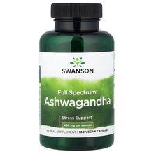 Load image into Gallery viewer, Swanson Full Spectrum Ashwagandha: 100 Vegan Capsules, 450mg for Stress Support