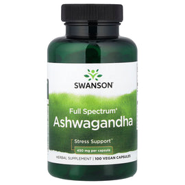 Swanson Full Spectrum Ashwagandha: 100 Vegan Capsules, 450mg for Stress Support