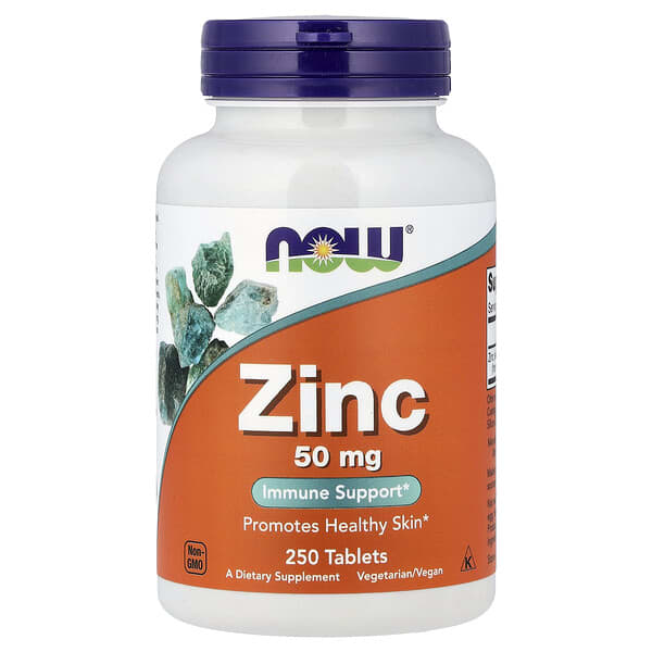 NOW Foods Zinc 50mg: High Potency Immune Support & Healthy Skin Tablets