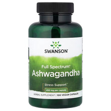 Load image into Gallery viewer, Swanson Full Spectrum Ashwagandha: 100 Vegan Capsules, 450mg for Stress Support