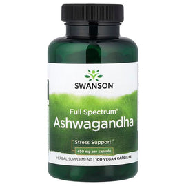 Swanson Full Spectrum Ashwagandha: 100 Vegan Capsules, 450mg for Stress Support