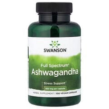 Load image into Gallery viewer, Swanson Full Spectrum Ashwagandha: 100 Vegan Capsules, 450mg for Stress Support