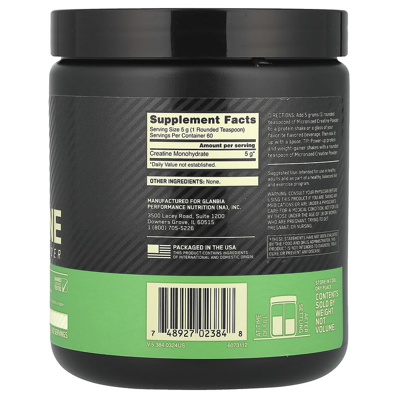 Optimum Nutrition Pure Micronized Creatine Powder, Unflavored, Muscle Building Support
