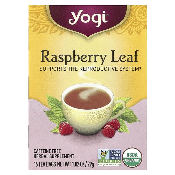Yogi Tea Raspberry Leaf Caffeine-Free Herbal Tea Bags for Reproductive Health