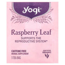 Load image into Gallery viewer, Yogi Tea Raspberry Leaf Caffeine-Free Herbal Tea Bags for Reproductive Health
