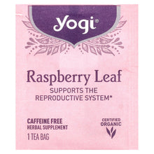 Load image into Gallery viewer, Yogi Tea Raspberry Leaf Caffeine-Free Herbal Tea Bags for Reproductive Health
