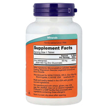 Load image into Gallery viewer, NOW Foods Zinc 50mg: High Potency Immune Support &amp; Healthy Skin Tablets