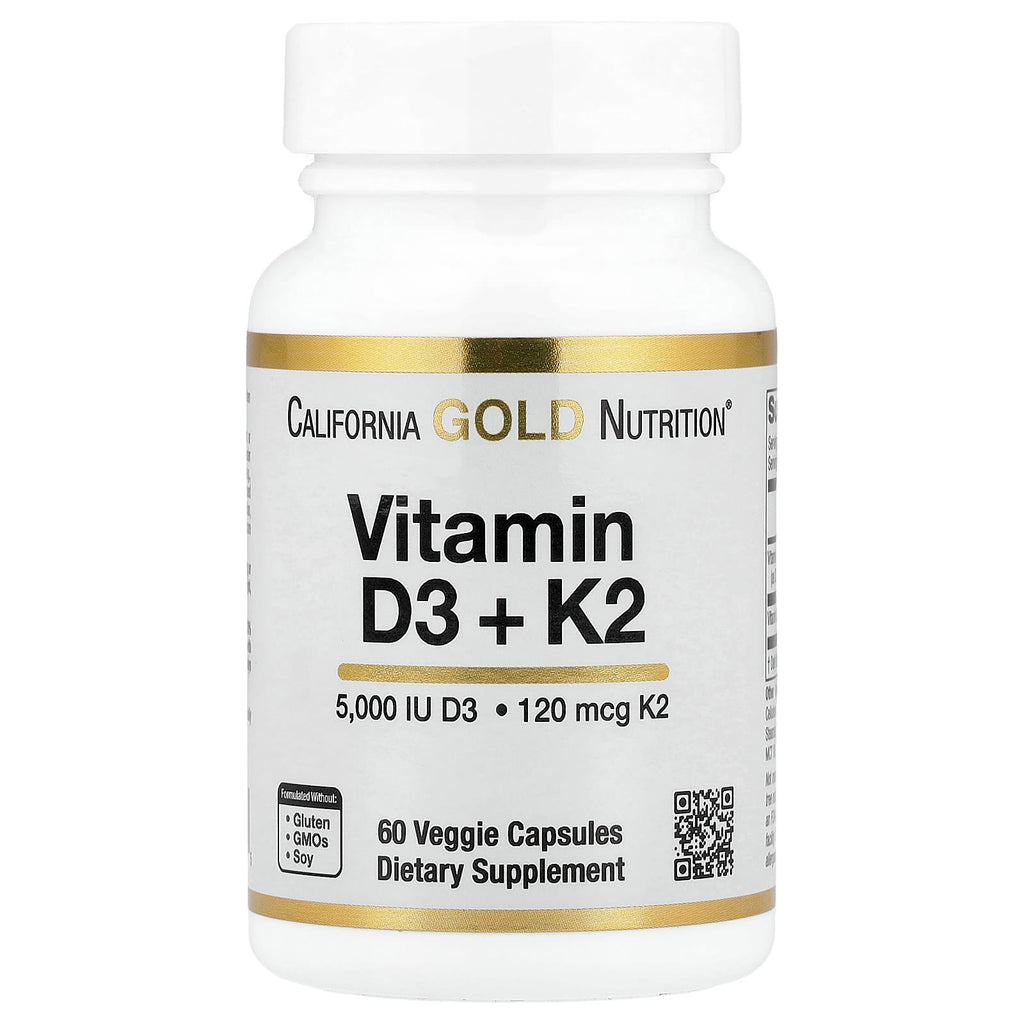 Premium Vitamin D3 + K2 MK-7 Veggie Capsules for Bone & Heart Health
