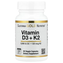 Load image into Gallery viewer, Premium Vitamin D3 + K2 MK-7 Veggie Capsules for Bone &amp; Heart Health