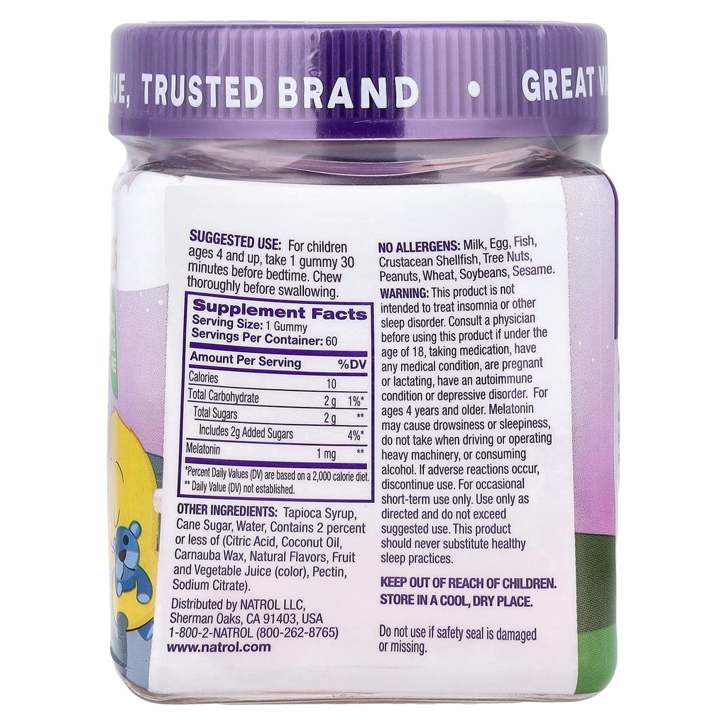 Natrol Kids Melatonin Gummies: Raspberry Flavor, 1mg, Promotes Sleep for Ages 4+
