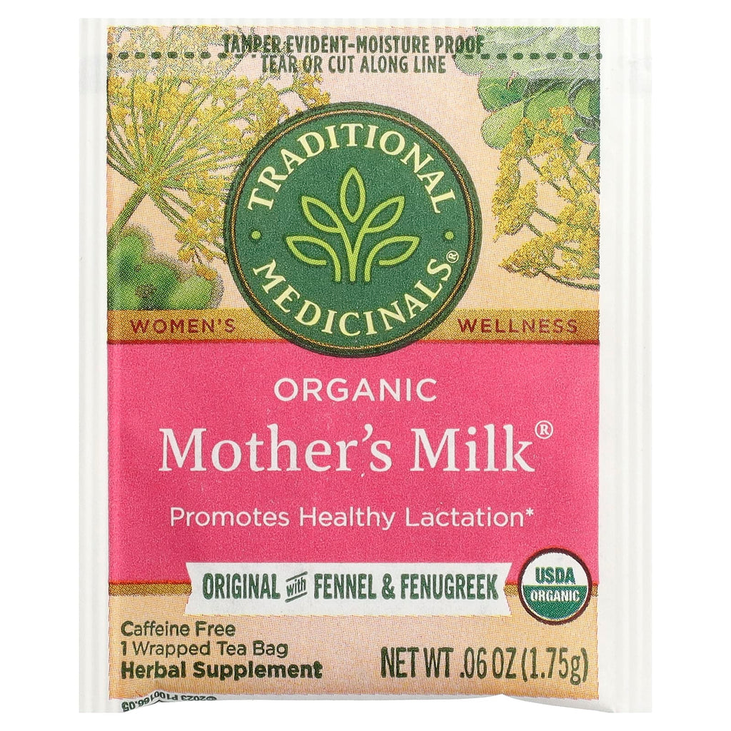 Organic Mother's Milk Lactation Tea with Fennel & Fenugreek, Caffeine-Free Herbal