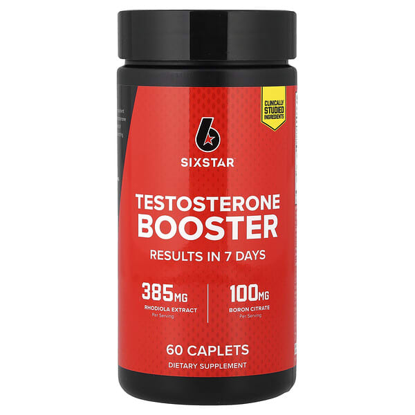 SIXSTAR Testosterone Booster: 7-Day Results, Rhodiola and Boron, 60 Caplets