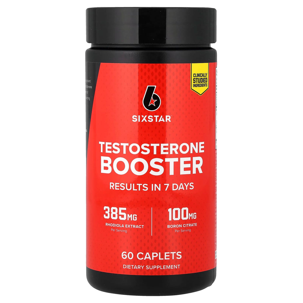 SIXSTAR Testosterone Booster: 7-Day Results, Rhodiola and Boron, 60 Caplets