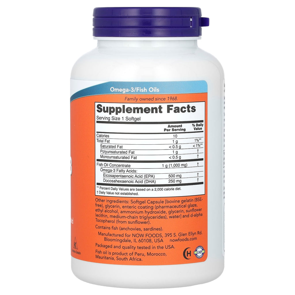 NOW Foods Ultra Omega-3 Fish Oil, High Potency EPA DHA, 180 Softgels for Heart & Brain Health