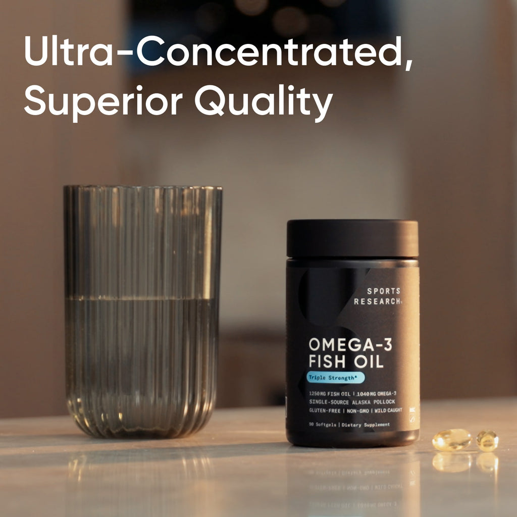 Sports Research Triple Strength Omega-3 Fish Oil Softgels for Heart & Brain Health
