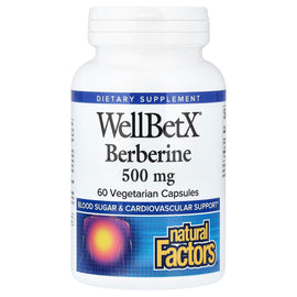 Natural Factors WellBetX Berberine 500mg Blood Sugar Cardiovascular Support Vegetarian Capsules