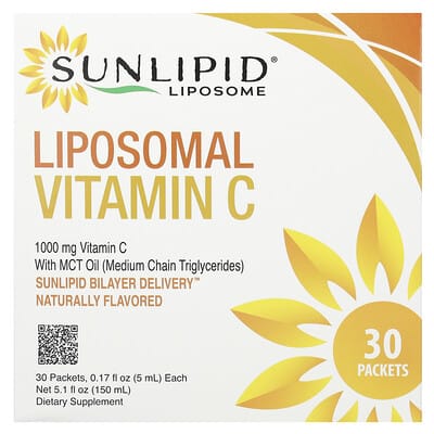 Sunlipid 1000mg Liposomal Vitamin C with MCT Oil, 30 Naturally Flavored Packets