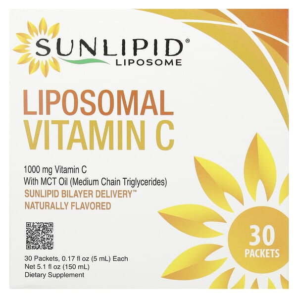 Sunlipid 1000mg Liposomal Vitamin C with MCT Oil, 30 Naturally Flavored Packets