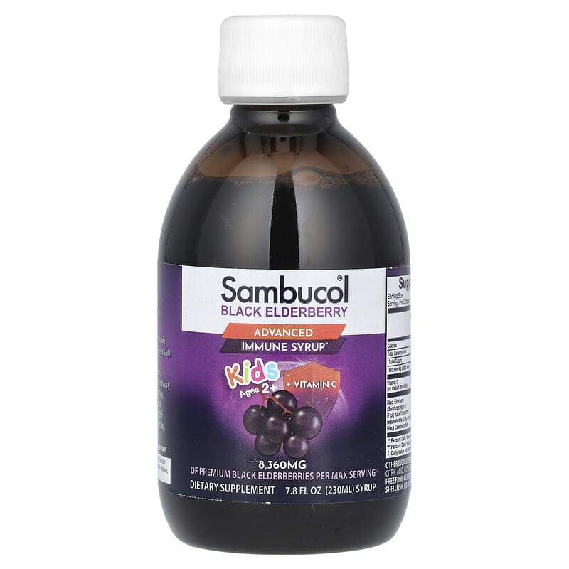 Sambucol Kids Advanced Immune Black Elderberry Syrup with Vitamin C, 8360mg