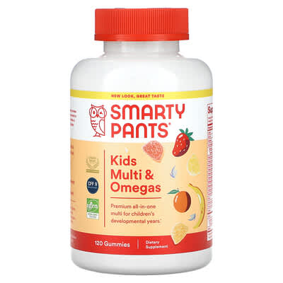 SmartyPants Kids Multi & Omegas: Essential Vitamins, DHA, EPA, & D3 Gummies