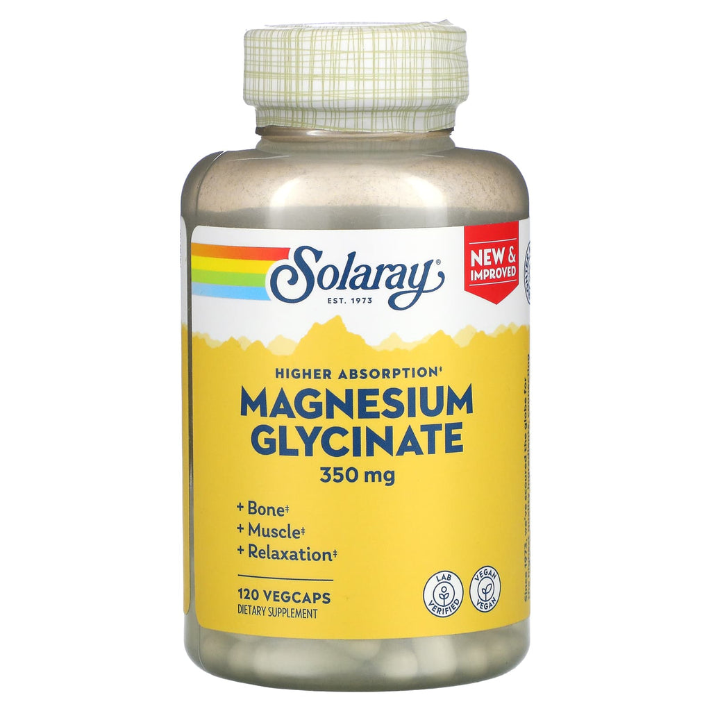 Solaray High Absorption Magnesium Glycinate 350mg VegCaps for Muscle Relaxation