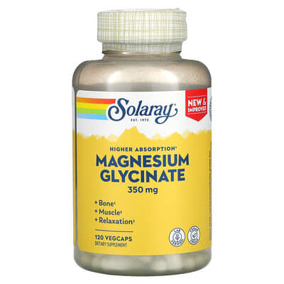 Solaray High Absorption Magnesium Glycinate 350mg VegCaps for Muscle Relaxation