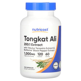 Nutricost High Potency Tongkat Ali 200:1 Extract, 120 Capsules for Men's Health