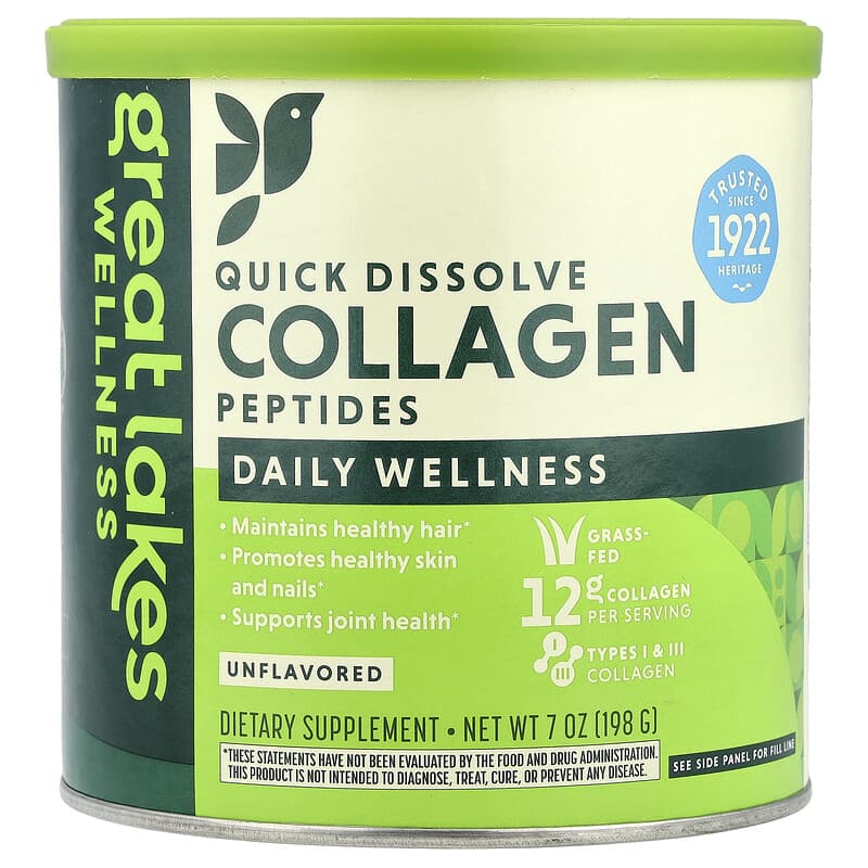 Great Lakes Wellness Quick Dissolve Unflavored Collagen Peptides Daily Wellness