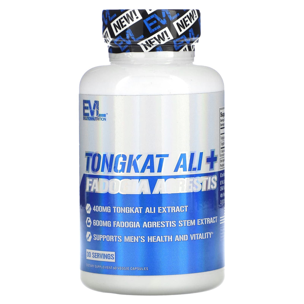 EVLution Nutrition Tongkat Ali + Fadogia Agrestis: Men's Vitality & Health Support, 60 Veggie Capsules