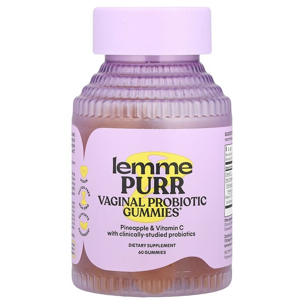 Lemme Purr Vaginal Probiotic Gummies Pineapple Flavor 60 Count Women's Health Support