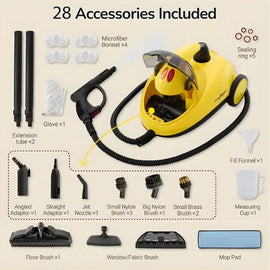 28-in-1 Powerful Steam Cleaner – Deep Cleaning for Home, Floor, Car, Tiles, Grout, Oven, Walls & Windows