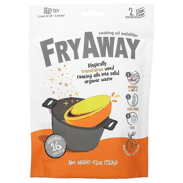 FryAway Deep Fry Cooking Oil Solidifier Powder 2 Packets 4.2oz
