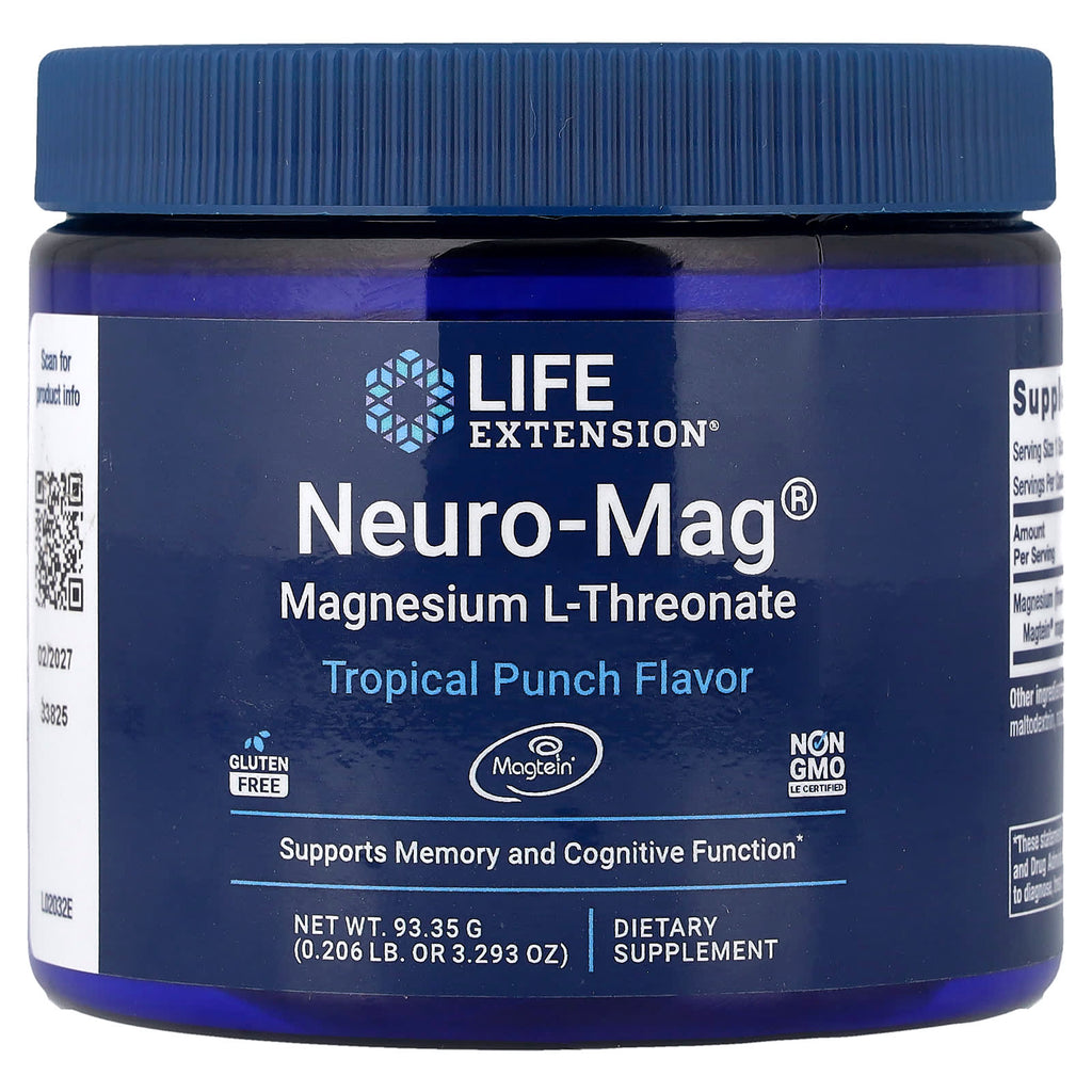 Life Extension Neuro-Mag Magnesium L-Threonate Tropical Punch Cognitive Support Powder
